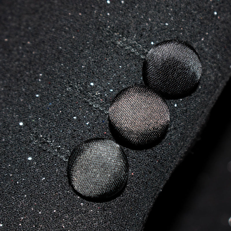 Black Glitter 3-Piece Kids' Tuxedo with Matching Waistcoat