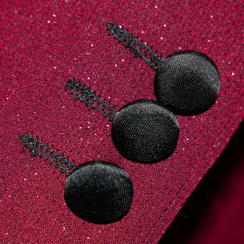 Burgundy Glitter 3-Piece Kids' Tuxedo with Matching Waistcoat