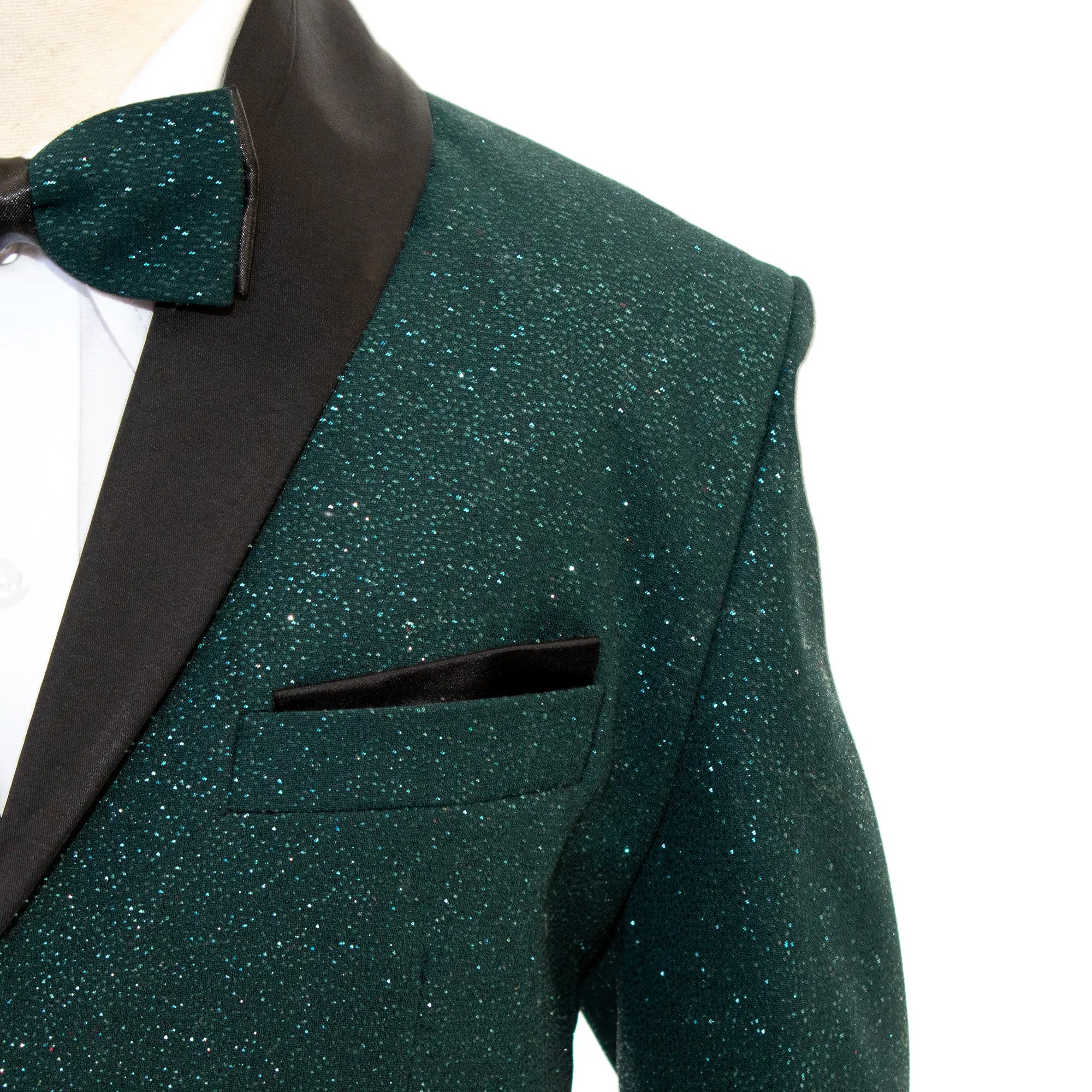 Hunter Greeen Glitter 3-Piece Kids' Tuxedo with Matching Waistcoat