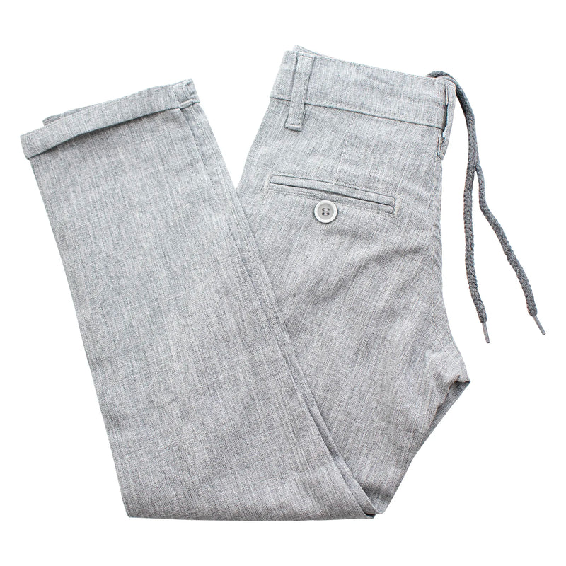 Gray Mandarin Collar 2-Piece Kid's Suit