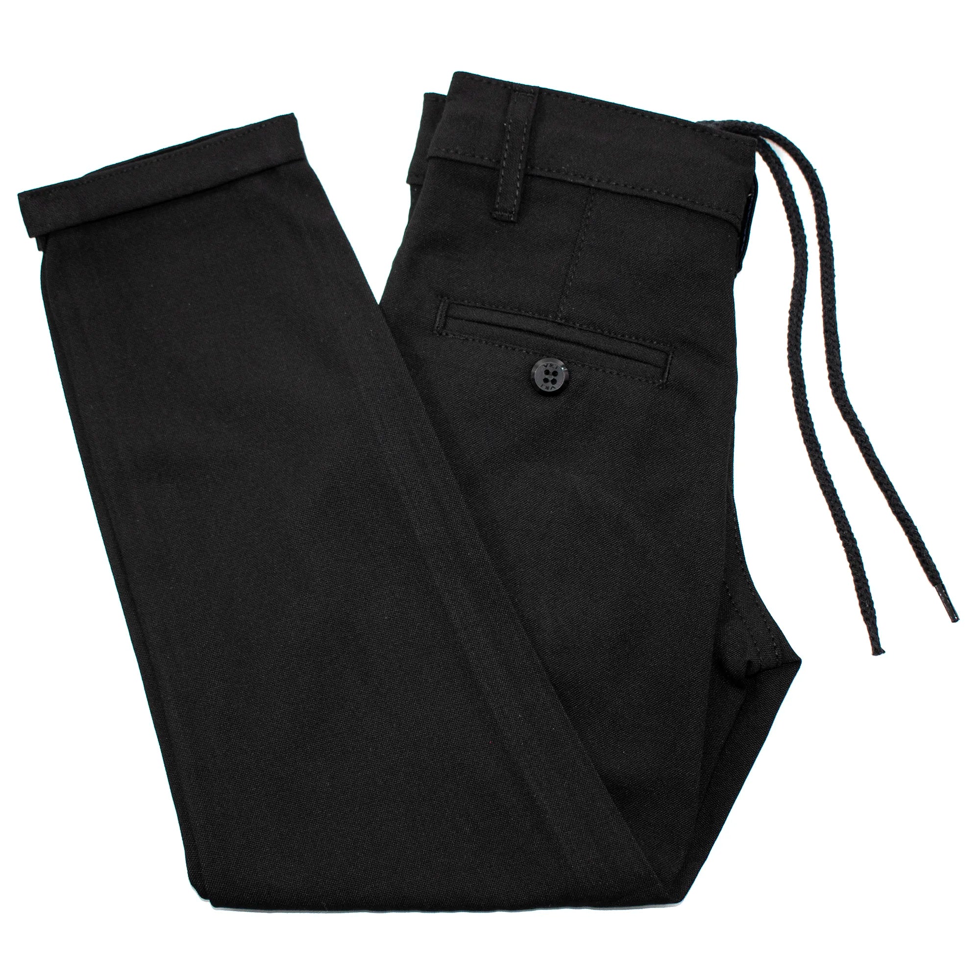 Black Mandarin Collar 2-Piece Kid's Suit