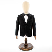 Kids' Black Glitter 3-Piece Tuxedo With Shawl Lapels