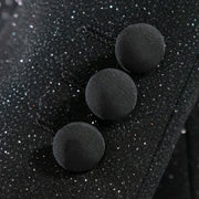 Kids' Black Glitter 3-Piece Tuxedo With Shawl Lapels