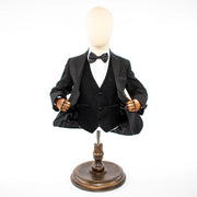 Kids' Black Glitter 3-Piece Tuxedo With Shawl Lapels
