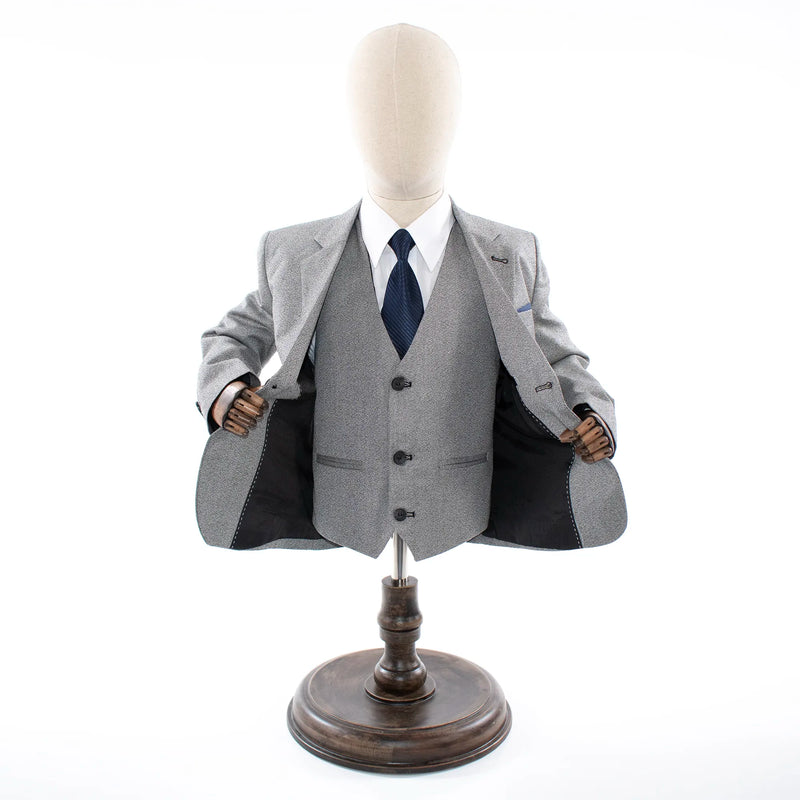 Kids' Gray Twill 3-Piece Suit 