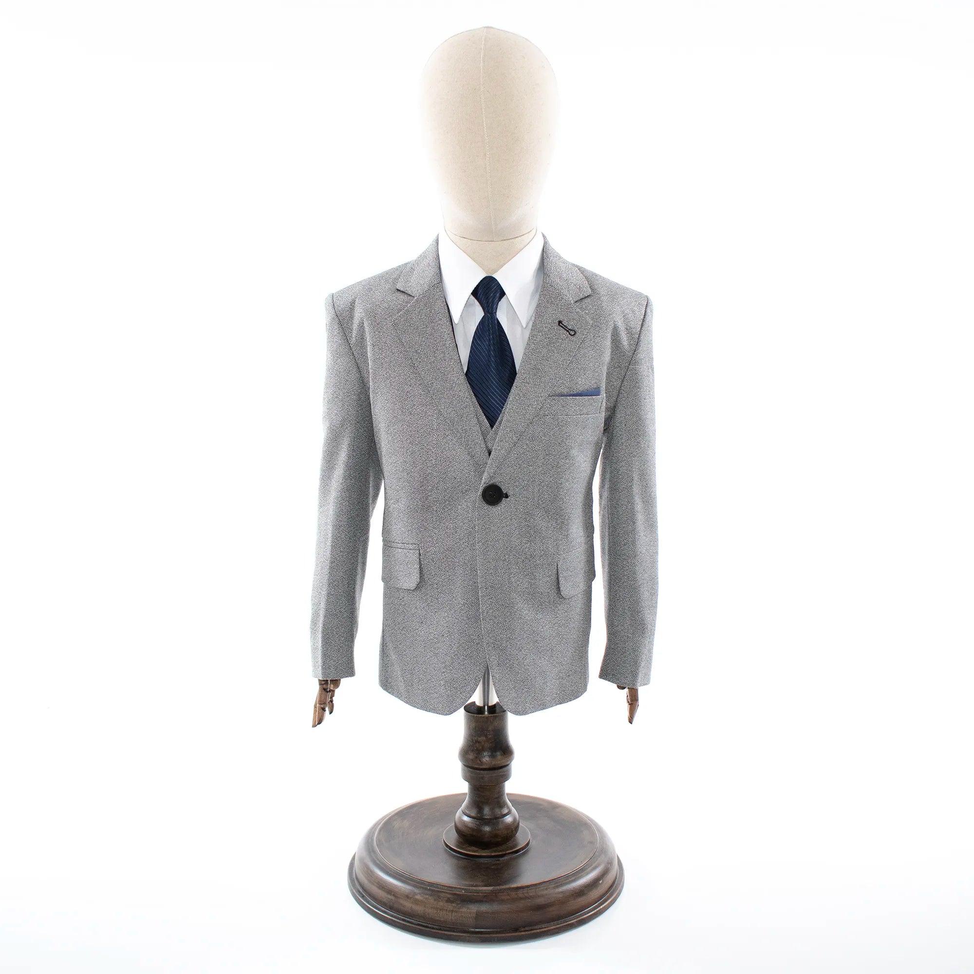 Kids' Gray Twill 3-Piece Suit 
