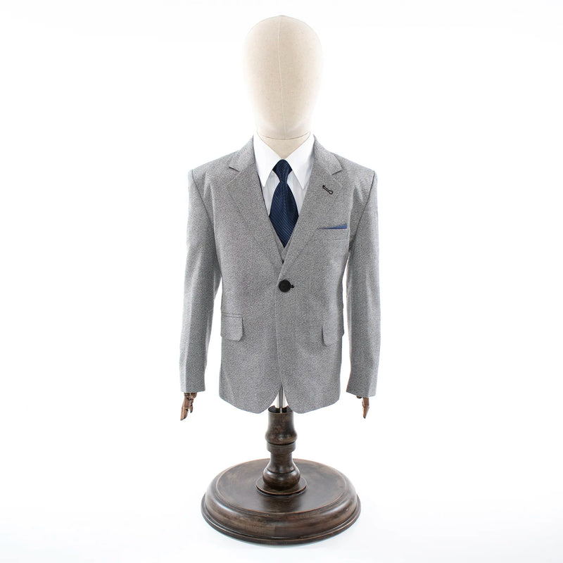 Kids' Gray Twill 3-Piece Suit 