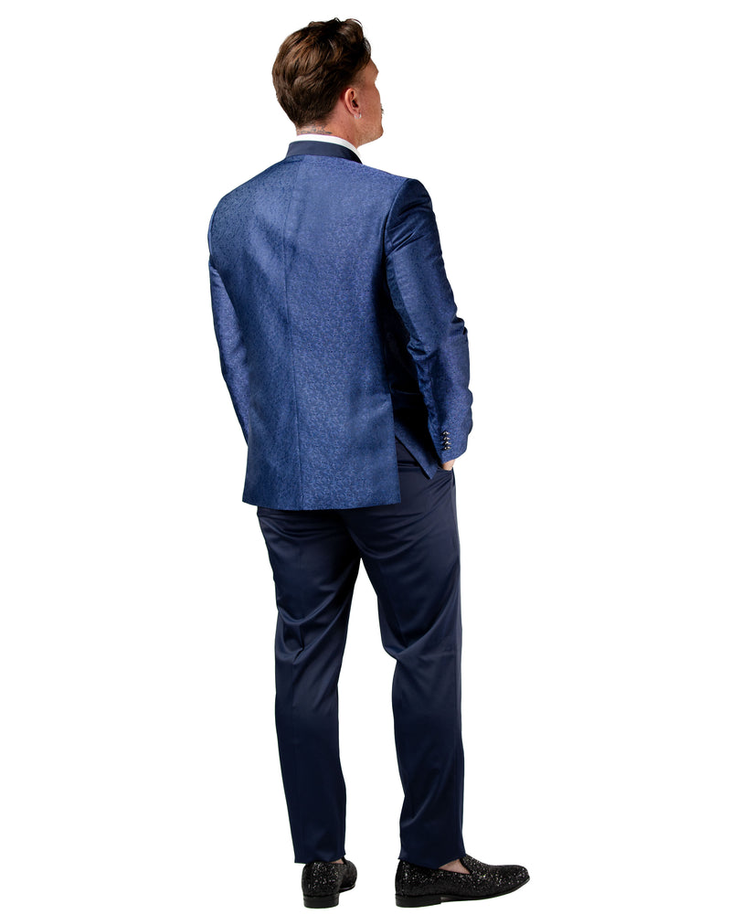 Alistair | Royal Blue Damask 3-Piece Slim-Fit Western Tuxedo