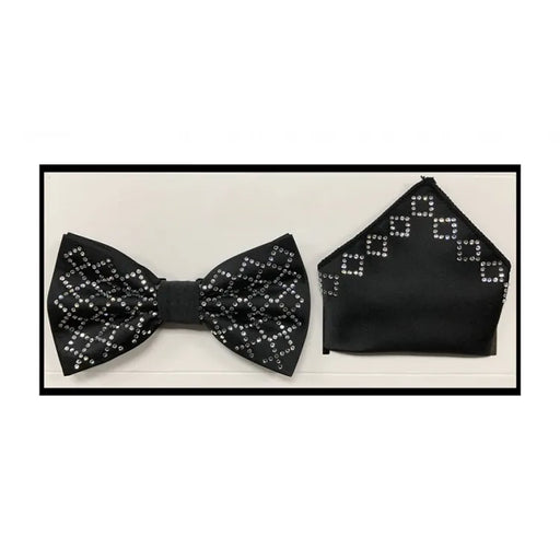 Men's Rhinestone Bow-Tie And Handkerchief Set