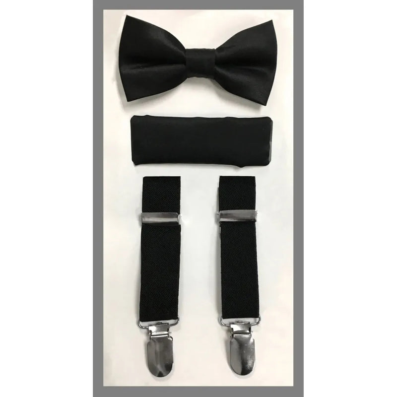 Kid's Clip Suspender Set w/ Bow Tie & Hanky