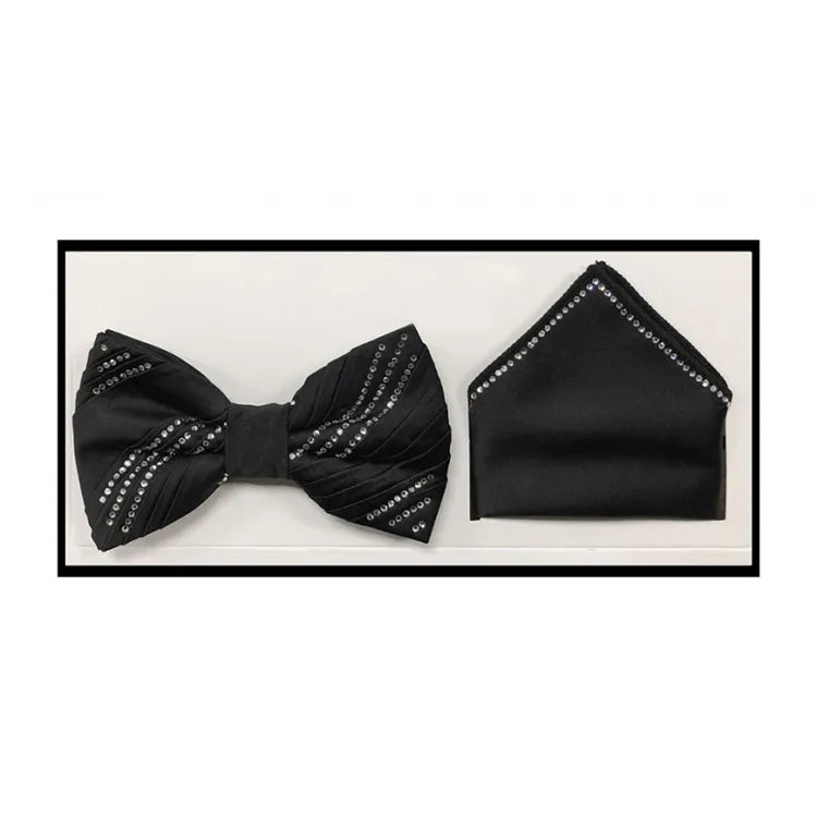 Rhinestone Studded Bow Tie and Hanky