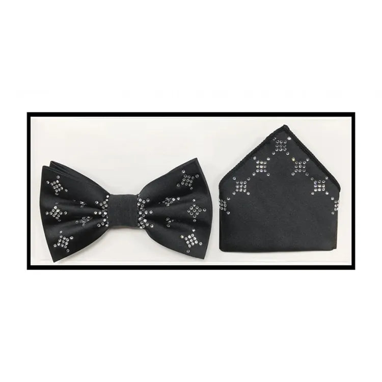 Patterned Rhinestone Bow Tie and Hanky