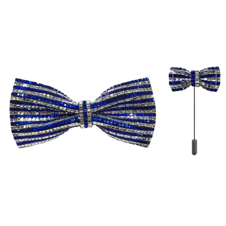 2-Tone Rhinestone Bow Tie with Lapel Pin