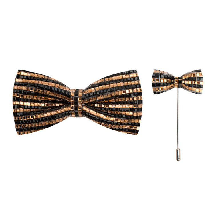 2-Tone Rhinestone Bow Tie with Lapel Pin