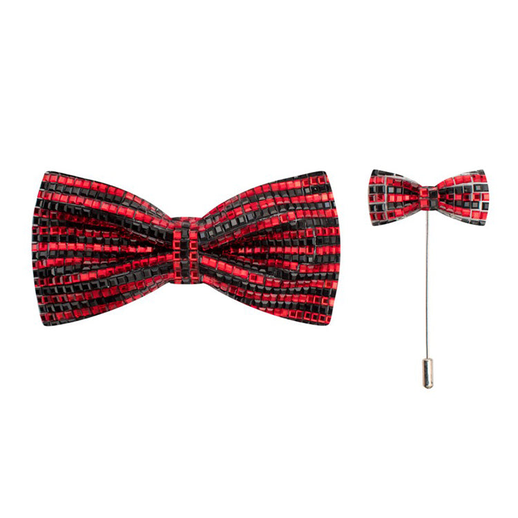 2-Tone Rhinestone Bow Tie with Lapel Pin
