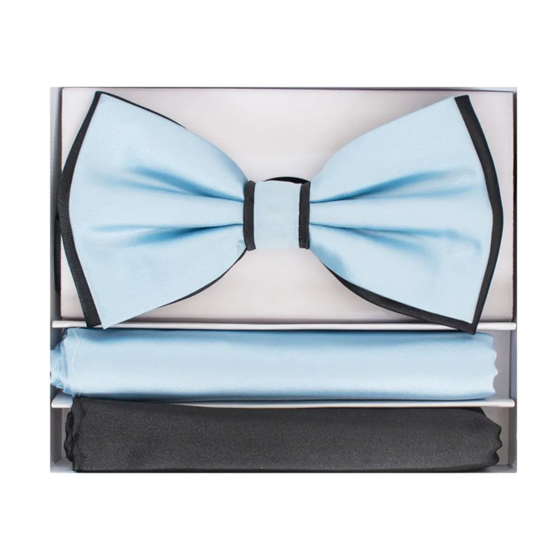 Pretied Two-Tone Bow-Tie With Double Matching Hankies