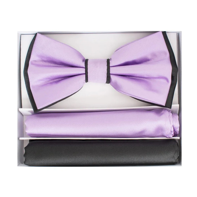 Pretied Two-Tone Bow-Tie With Double Matching Hankies