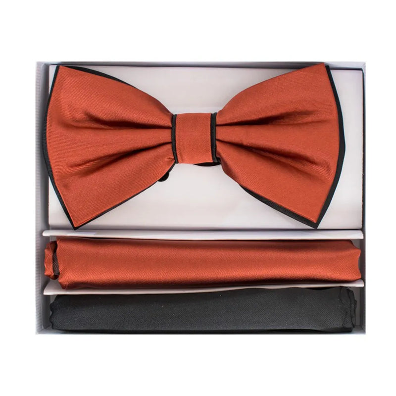 Pretied Two-Tone Bow-Tie With Double Matching Hankies