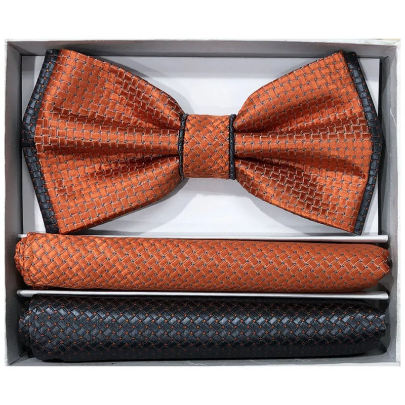 Two-Tone Pretied Bow Tie with Matching Hankies