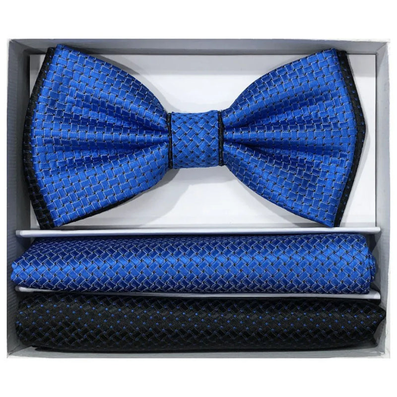 Two-Tone Pretied Bow Tie with Matching Hankies