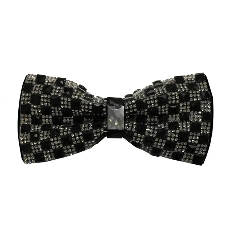 Jeweled Plaid Bow Tie