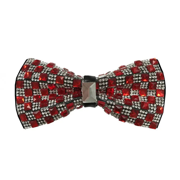 Jeweled Plaid Bow Tie