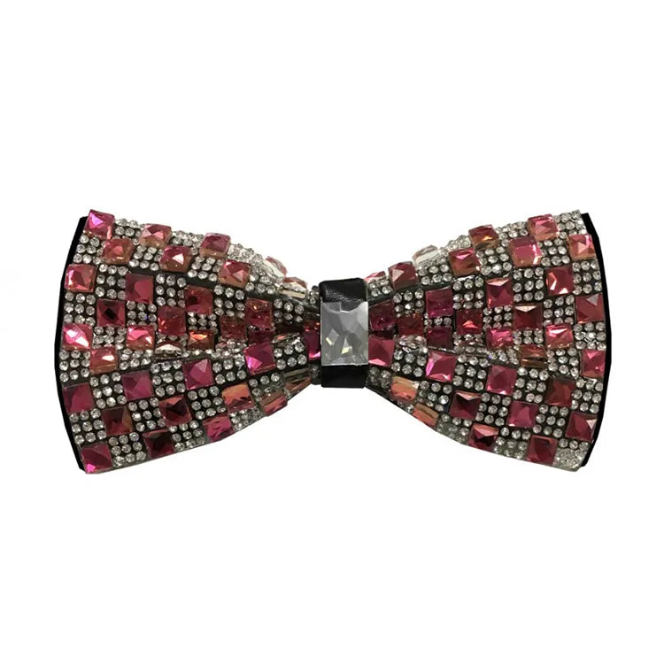 Jeweled Plaid Bow Tie