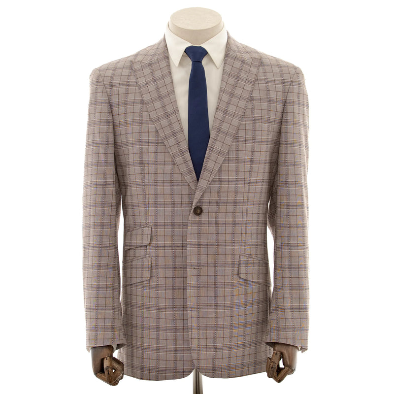 Taupe Plaid 3-Piece Tailored-Fit Suit