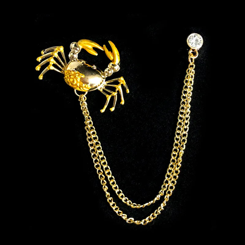 Dungeness Crab Chain Brooch Lapel Pin