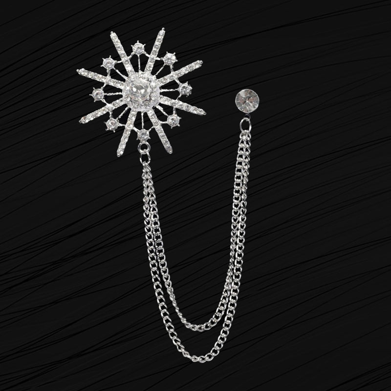 Jeweled Compass Wheel Brooch Lapel Pin