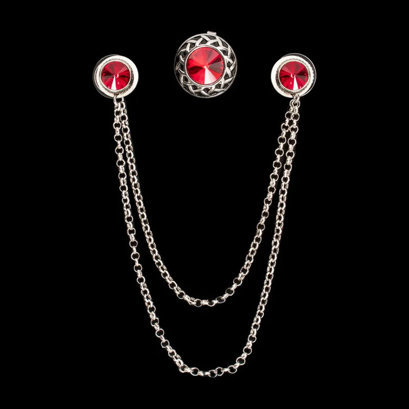 Silver Collar Chain with Button Cover