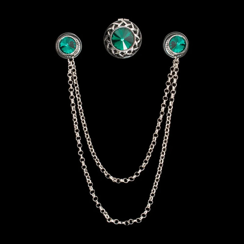 Silver Collar Chain with Button Cover