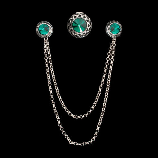 Silver Collar Chain with Button Cover