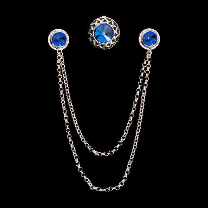 Silver Collar Chain with Button Cover