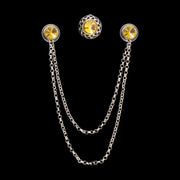 Silver Collar Chain with Button Cover