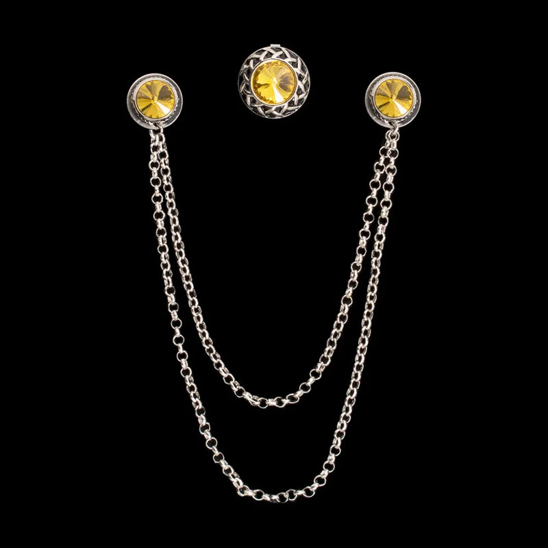 Silver Collar Chain with Button Cover