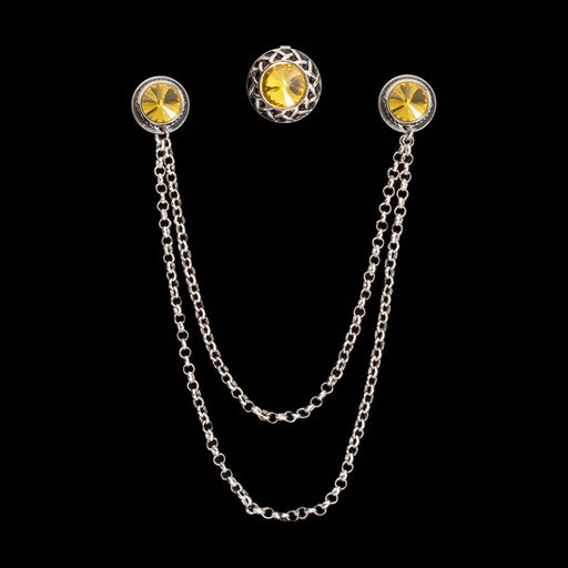 Silver Collar Chain with Button Cover