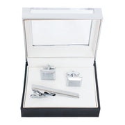 Men's Textured Bar Cufflink Tie-Bar Set

