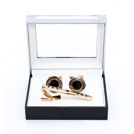 Men's Textured Bar Cufflink Tie-Bar Set
