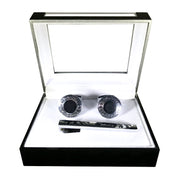 Men's Textured Bar Cufflink Tie-Bar Set
