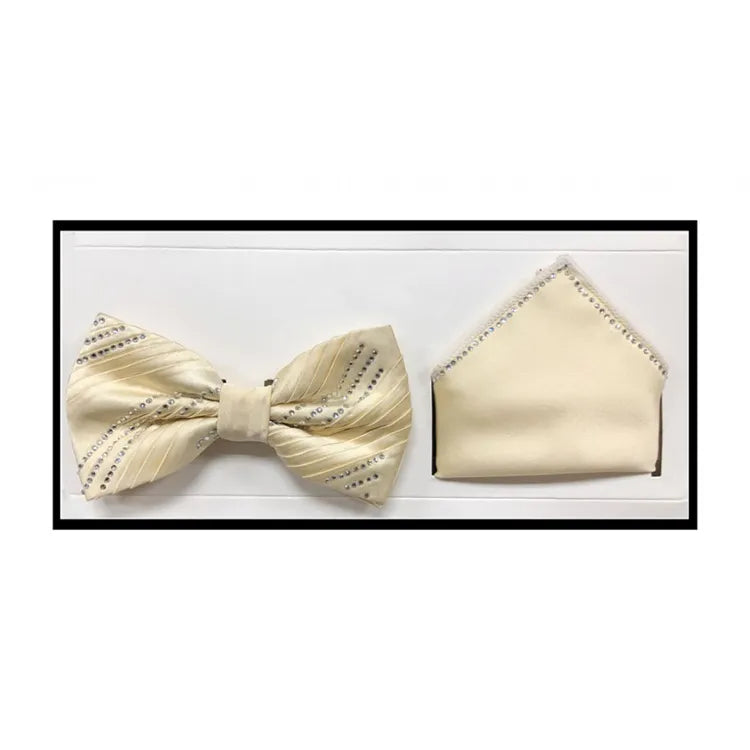 Rhinestone Studded Bow Tie and Hanky