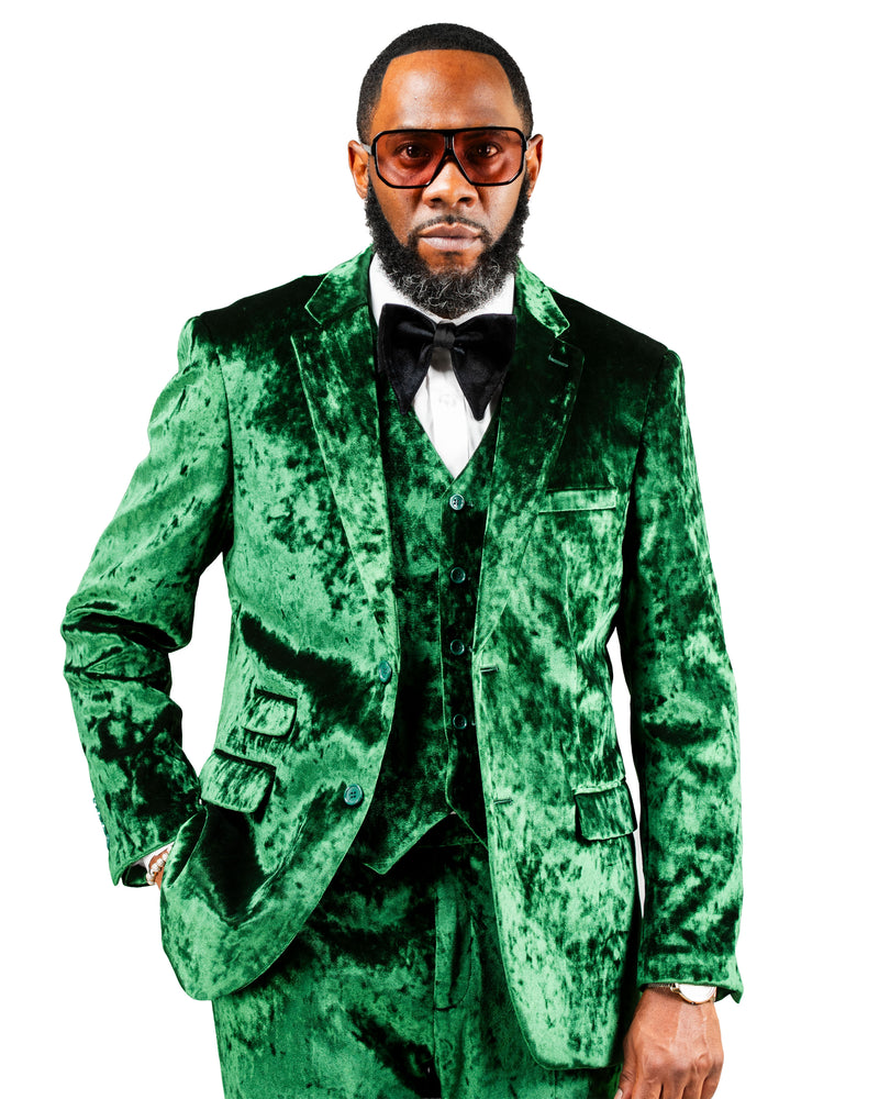 Emerald 3-Piece Slim-Fit Crushed Velvet Tuxedo
