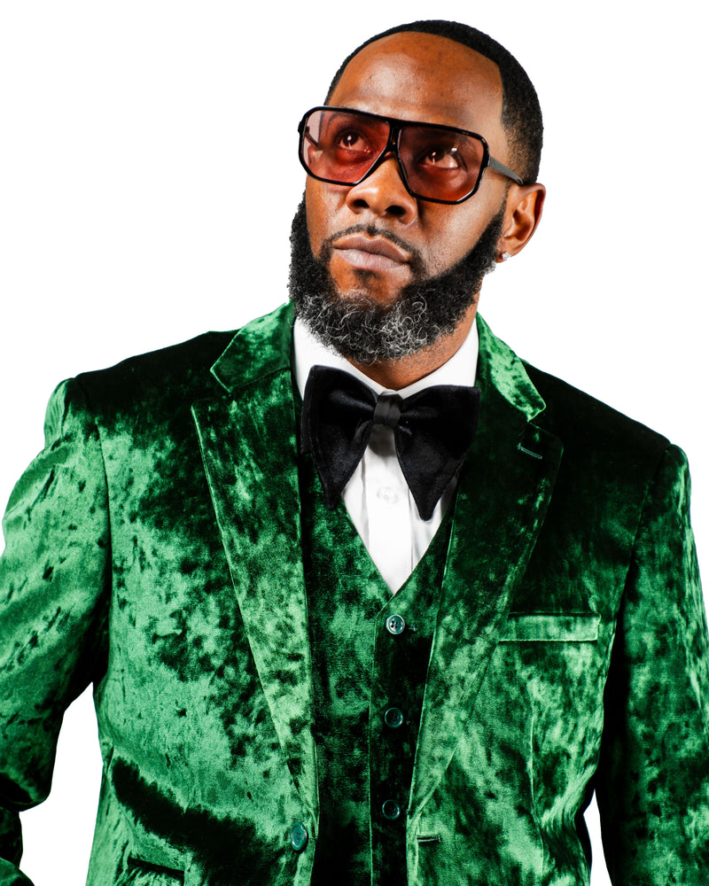 Emerald 3-Piece Slim-Fit Crushed Velvet Tuxedo