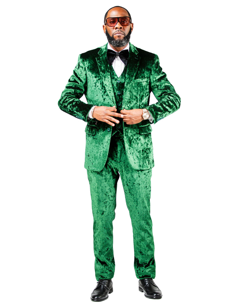 Emerald 3-Piece Slim-Fit Crushed Velvet Tuxedo