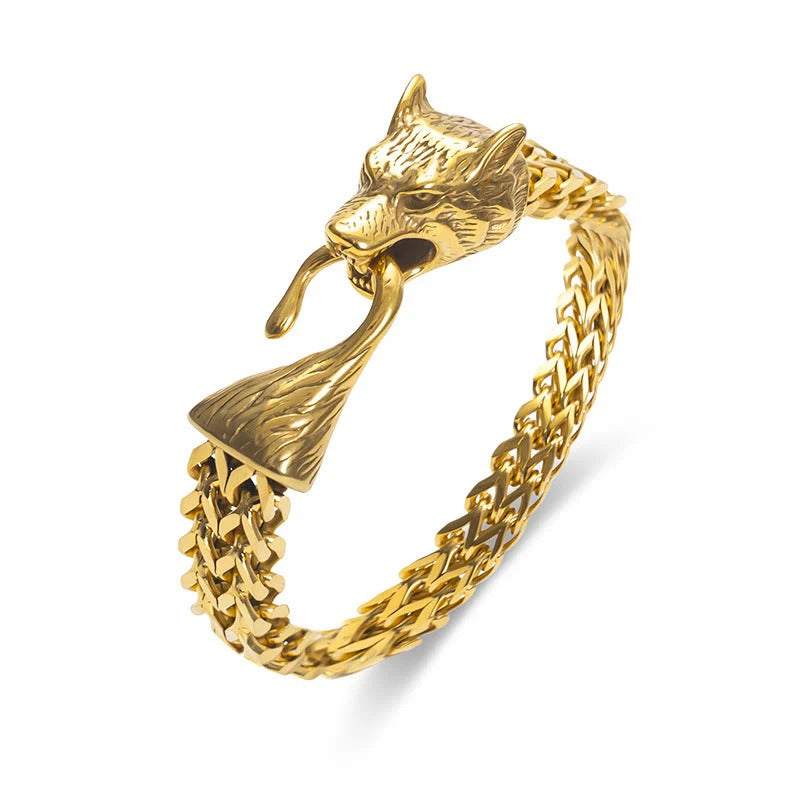 Wolf Head Woven Chain Hook Bracelet