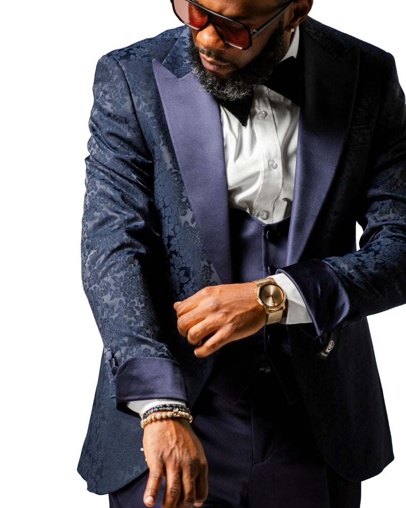 Julius | Navy Floral 3-Piece Tailored-Fit Tuxedo