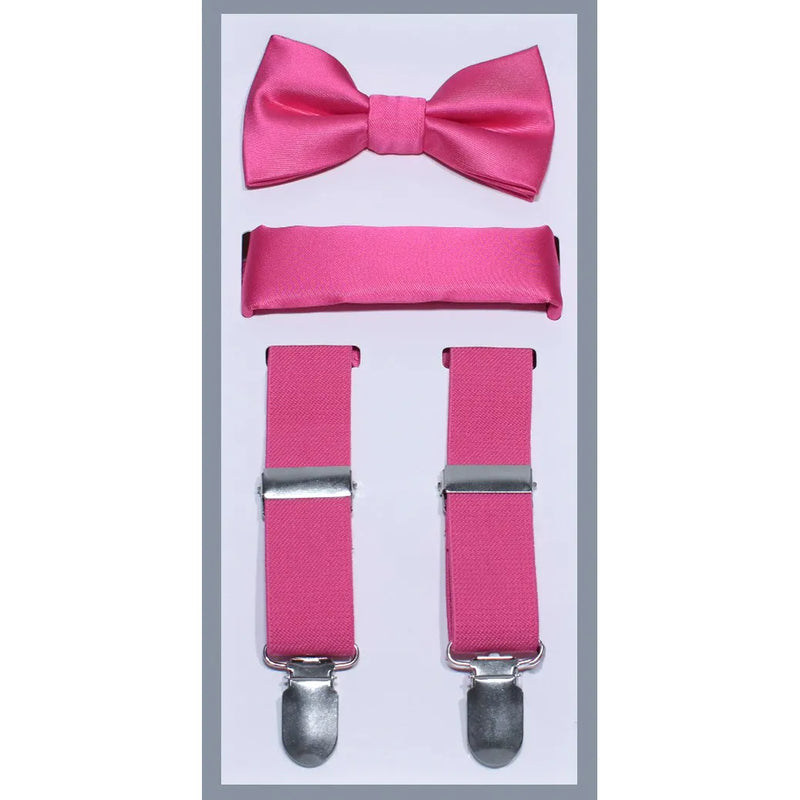 Kid's Clip Suspender Set w/ Bow Tie & Hanky