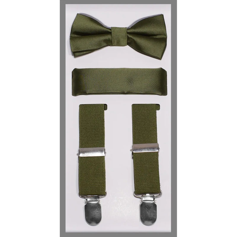 Kid's Clip Suspender Set w/ Bow Tie & Hanky