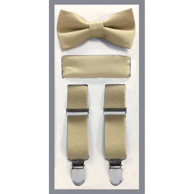 Kid's Clip Suspender Set w/ Bow Tie & Hanky