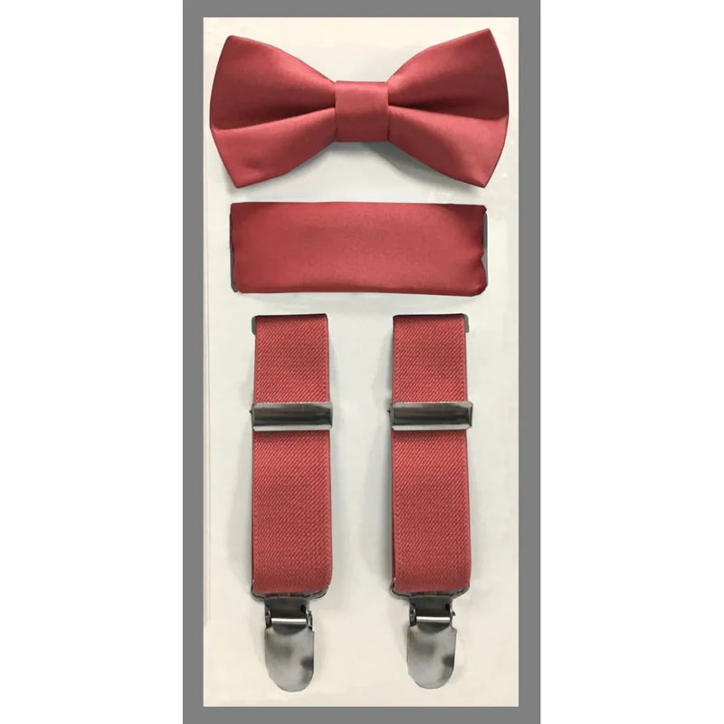 Kid's Clip Suspender Set w/ Bow Tie & Hanky